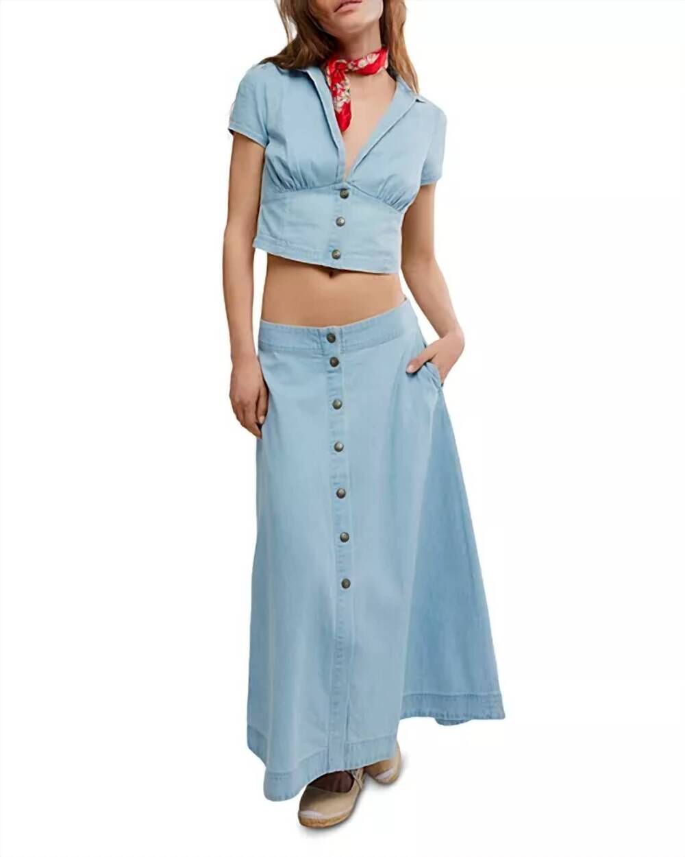 NEW FREE PEOPLE easy does it set in blue